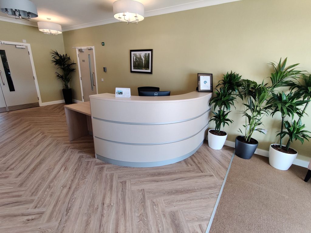 Reception Desk, TV bookcase Units, Bookcases AV Cinema Room & Cafe Refreshments Unit
