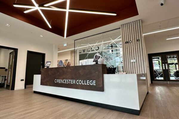 Bespoke Reception Desk for Cirencester College T levels Building