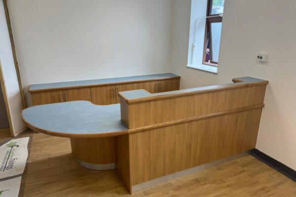 Design, manufacture and installation of nurse base counter for SAU, Warwick Hospital.