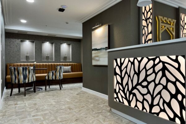 Bespoke Care Home Reception Desk, Manufactured in the Midlands and Installed in Norfolk.