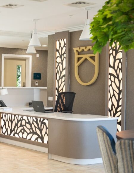 Bespoke Care Home Reception Desk, Manufactured in the Midlands and Installed in Norfolk.