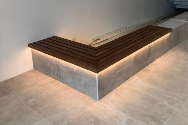 Manufacture and Installation of bespoke American Black Walnut Bench Seat with Feature LED Illumination for Safran Landing Systems