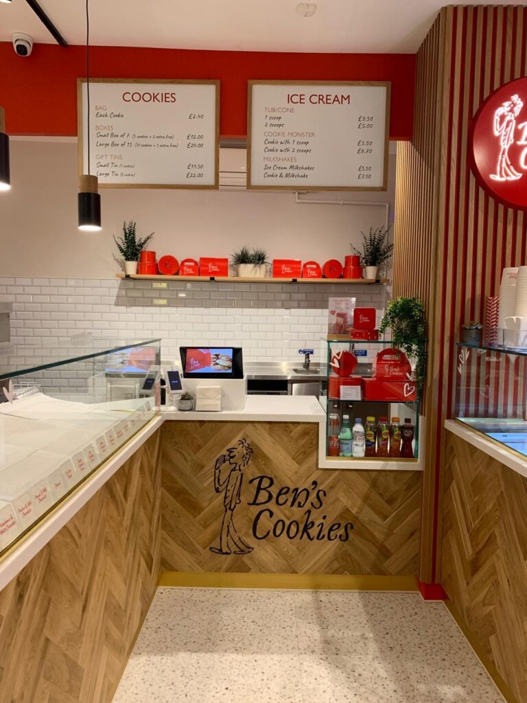 Bespoke Shop Refurbishment furniture for Ben’s Cookies in Bath by JFW Ltd Cabinetmakers
