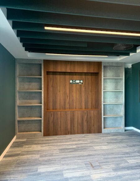 Bespoke High Quality TV Cabinets manufactured and installed at Saffran Landing Systems by JFW Ltd.