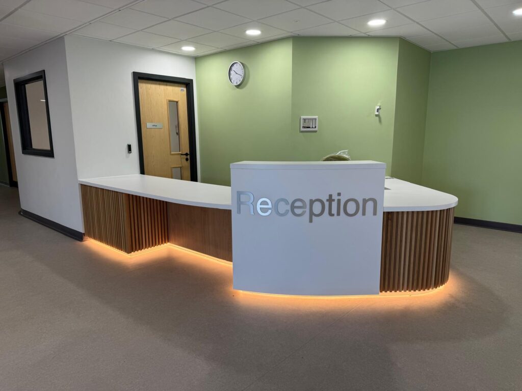 Ellen Badger Hospital’s Stunning New Reception Desks – Designed for Function & Style