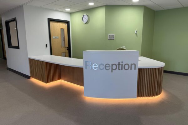 Ellen Badger Hospital’s Stunning New Reception Desks – Designed for Function & Style
