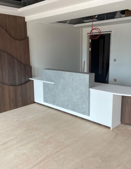 Bespoke Reception Desk, Bespoke Bookshelf and Other Fitted Furniture for Safran Landing Systems – Gloucester
