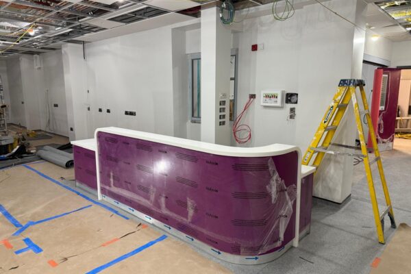 Healthcare Bespoke Joinery Solutions: Nurse Base Desk for George Eliot Hospital by JFW Ltd Cabinetmakers