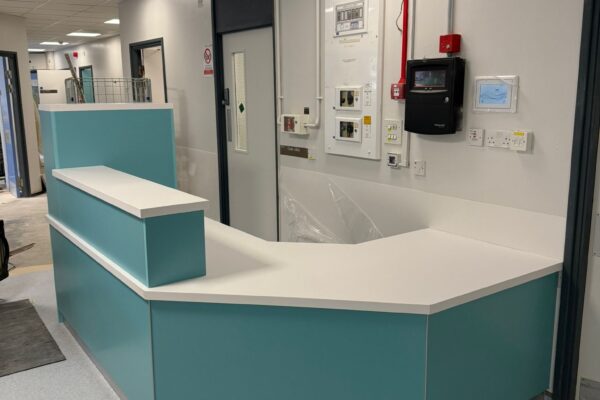 Healthcare Furniture Solutions: Bespoke Nurse Base Desk for Elizabeth Ward, George Eliot Hospital